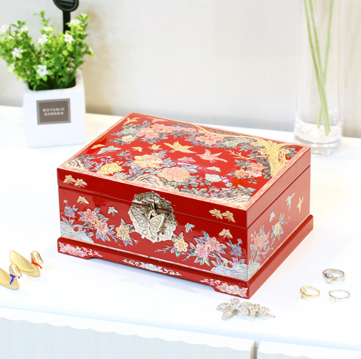 [Handcrafted by Artisan] 2-Tier Mother-of-Pearl Jewelry Box (Various Designs, Colors, and Sizes)