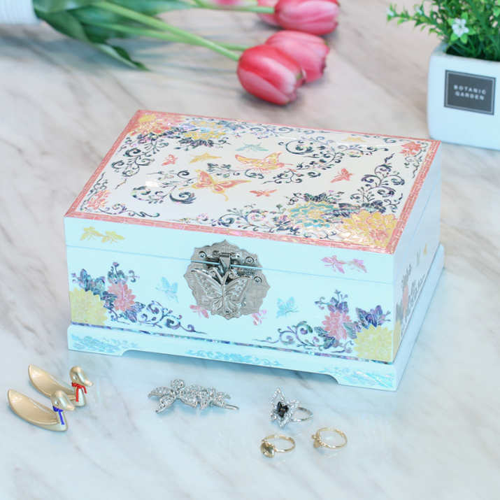 [Handcrafted by Artisan] 2-Tier Mother-of-Pearl Jewelry Box (Various Designs, Colors, and Sizes)