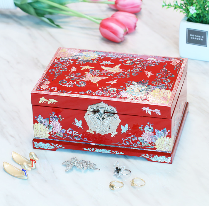 [Handcrafted by Artisan] 2-Tier Mother-of-Pearl Jewelry Box (Various Designs, Colors, and Sizes)