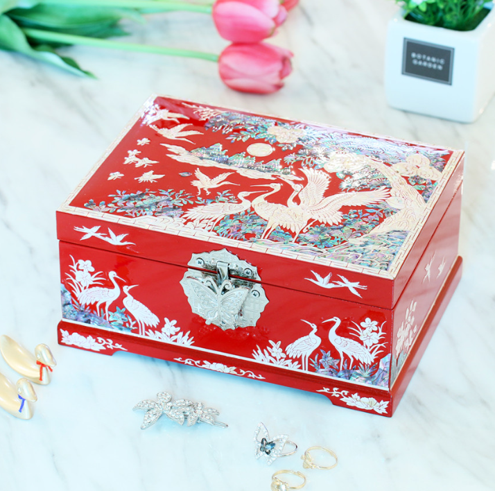[Handcrafted by Artisan] 2-Tier Mother-of-Pearl Jewelry Box (Various Designs, Colors, and Sizes)