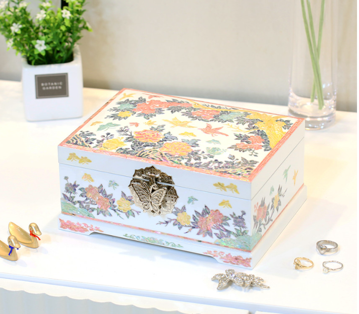 [Handcrafted by Artisan] 2-Tier Mother-of-Pearl Jewelry Box (Various Designs, Colors, and Sizes)