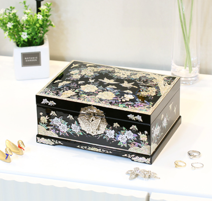 [Handcrafted by Artisan] 2-Tier Mother-of-Pearl Jewelry Box (Various Designs, Colors, and Sizes)
