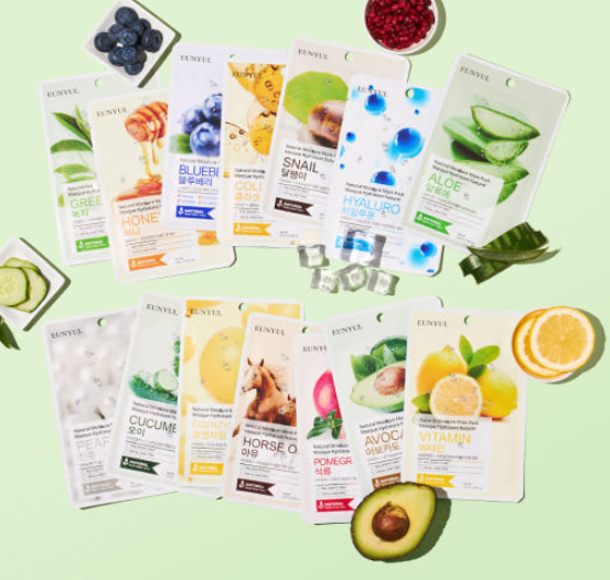 [EUNYUL] Natural Moisture Mask Pack 50 Sheets (Multiple Variants) / Powered by Nature & Care