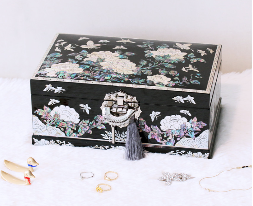 [Handcrafted by Artisan] 2-Tier Mother-of-Pearl Jewelry Box (Various Designs, Colors, and Sizes)