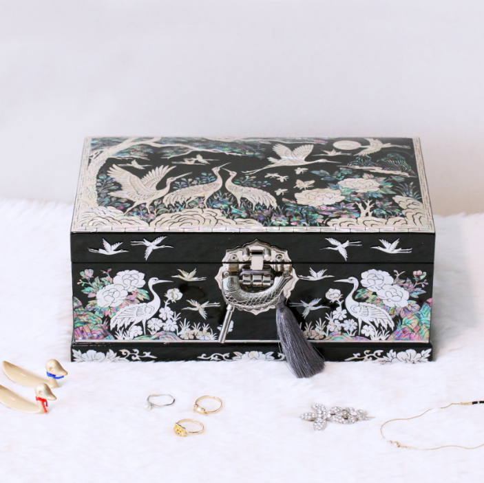 [Handcrafted by Artisan] 2-Tier Mother-of-Pearl Jewelry Box (Various Designs, Colors, and Sizes)