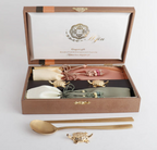[Handcrafted by Artisan] Hundred Longevity & Blessings Gold Titanium Spoon & Chopstick Set, 1 Set