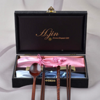 [Handcrafted by Artisan] Dalmaji Elegant Plum Blossom Lacquered Spoon & Chopstick Set (for 2), 1 Set