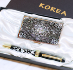 Najeonchilgi Mother-of-Pearl Business Card Case + Pen Set, 1 Set