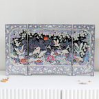 [artisan handmade] Geumgangsan & Thousand Cranes Mother-of-Pearl 3-Panel Folding Screen