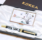 Najeonchilgi Mother-of-Pearl Business Card Case + Pen Set, 1 Set