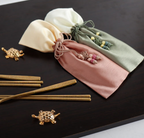 [Handcrafted by Artisan] Hundred Longevity & Blessings Gold Titanium Spoon & Chopstick Set, 1 Set
