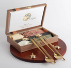 [Handcrafted by Artisan] Hundred Longevity & Blessings Gold Titanium Spoon & Chopstick Set, 1 Set