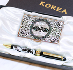 Najeonchilgi Mother-of-Pearl Business Card Case + Pen Set, 1 Set