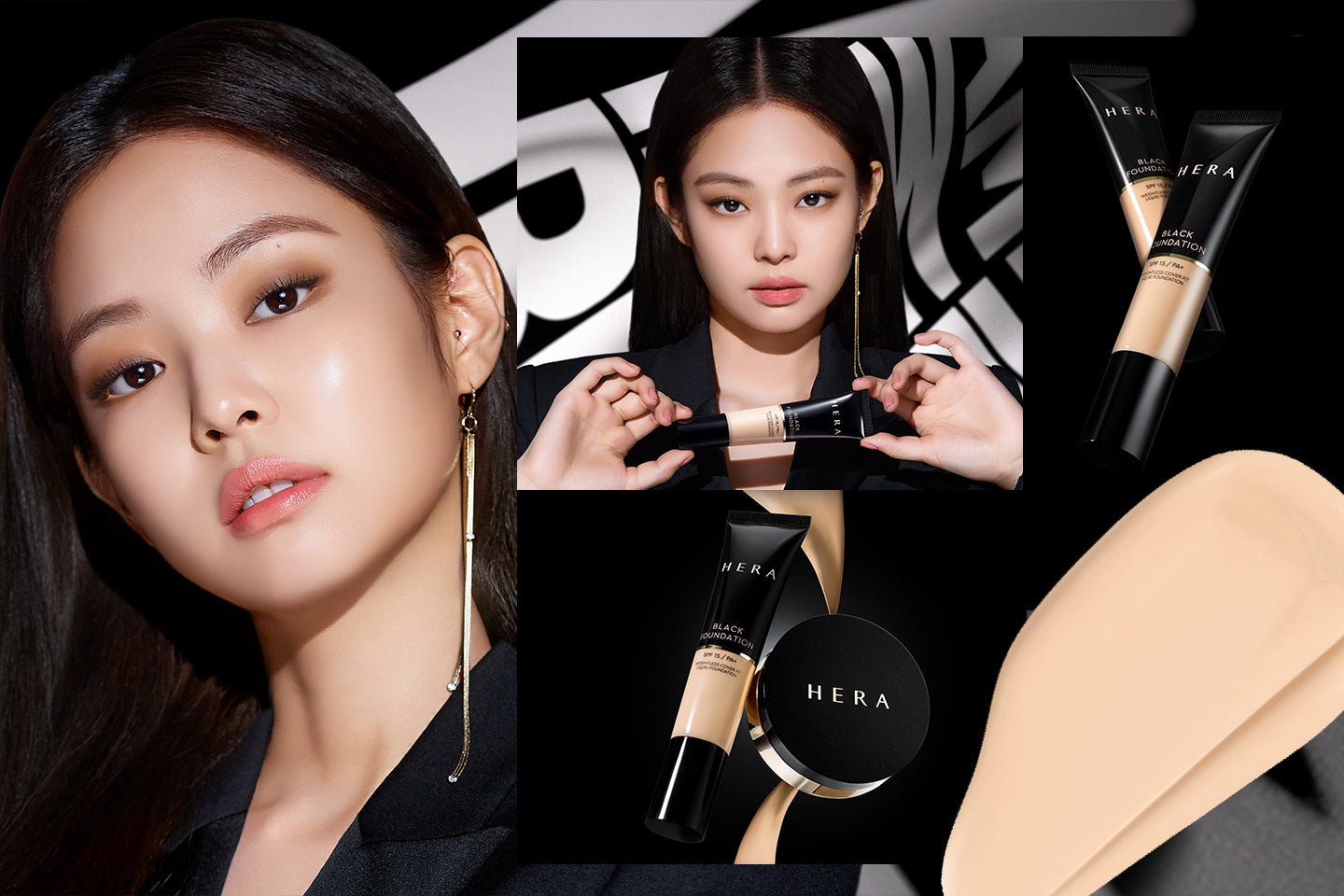 [10 SHADES/SINGLE] [HERA] BLACK CUSHION FOUNDATION  SPF34/PA++ / + Refill (Silky 24-Hour Soft Satin Finish)