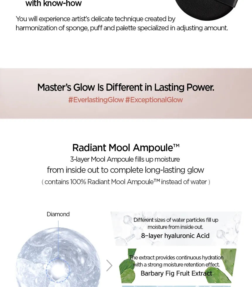 [5 SHADES/SINGLE] JUNGSAEMMOOL Masterclass Radiant Cushion 15 g + Refill  (Radiant Glow & Refillable Coverage)