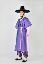 Seonbi Men’s Hanbok – Traditional Scholar Style in Purple & Pink