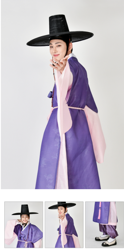Seonbi Men’s Hanbok – Traditional Scholar Style in Purple & Pink