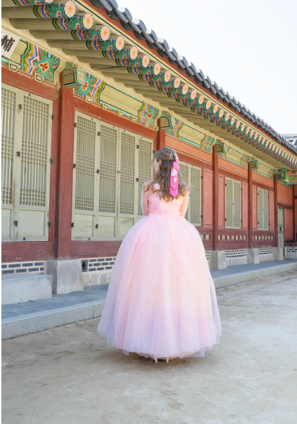 Fairy-Tale Hanbok Gown – Pastel Rainbow Elegance for Special Occasions