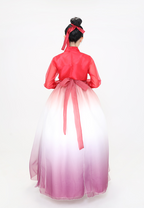 Romantic Red Hanbok Dress – Glamorous Gradient Skirt in White & Purple