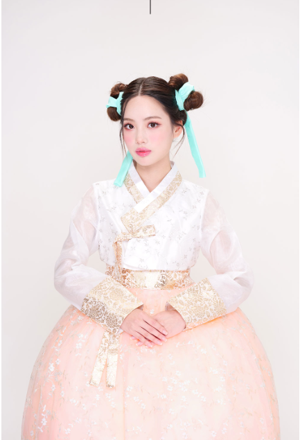 Peach Glow Hanbok Dress – Youthful Elegance with a Modern Charm