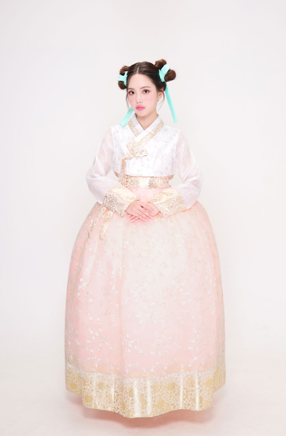Peach Glow Hanbok Dress – Youthful Elegance with a Modern Charm