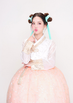 Peach Glow Hanbok Dress – Youthful Elegance with a Modern Charm