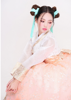 Peach Glow Hanbok Dress – Youthful Elegance with a Modern Charm