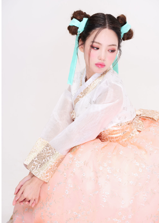 Peach Glow Hanbok Dress – Youthful Elegance with a Modern Charm
