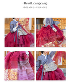Imperial Elegance Hanbok – Royal Red & Pink Layers with Golden Accents