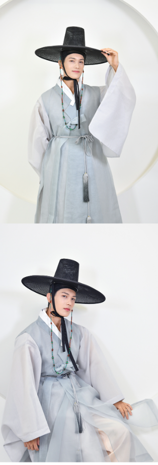Serene Gray Hanbok for Men – Modern Minimal Elegance in Mint Tones
