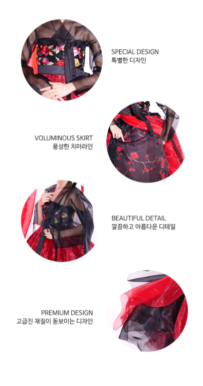 Crimson Shadow Hanbok Dress – Bold Black & Red Dramatic Elegance