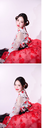 Scarlet Blossom Hanbok Dress – Vibrant Red Elegance with Floral Design