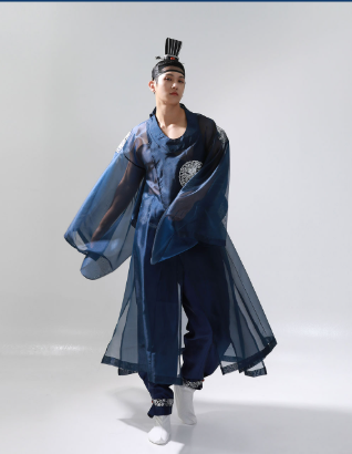 Midnight Wave Hanbok for Men – Bold Sheer Navy Modern Style