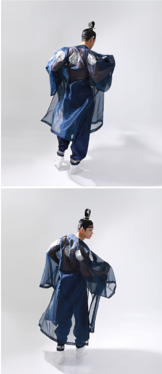 Midnight Wave Hanbok for Men – Bold Sheer Navy Modern Style
