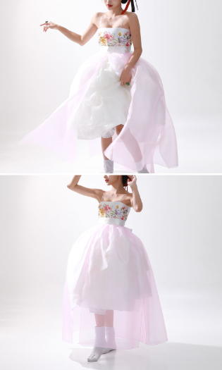 Blossom Breeze Hanbok Dress – Playful Short Style with Pastel Elegance