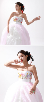 Blossom Breeze Hanbok Dress – Playful Short Style with Pastel Elegance