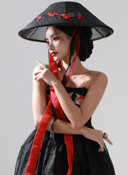 Obsidian Grace Hanbok Dress – Modern Black Sheer Elegance
