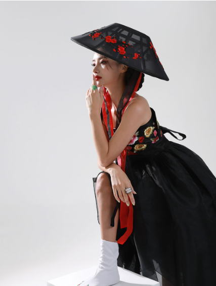 Obsidian Grace Hanbok Dress – Modern Black Sheer Elegance