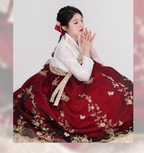 Golden Blossom Embroidery Hanbok – Royal Red & Blue Collection