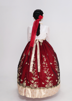 Golden Blossom Embroidery Hanbok – Royal Red & Blue Collection