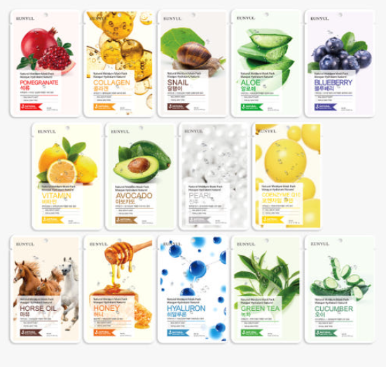 [EUNYUL] Natural Moisture Mask Pack 50 Sheets (Multiple Variants) / Powered by Nature & Care