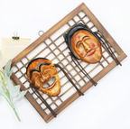 Hand-Carved Mini Lattice Hahoetal Mask Set (Yangban & Bune)