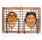 Hand-Carved Mini Lattice Hahoetal Mask Set (Yangban & Bune)