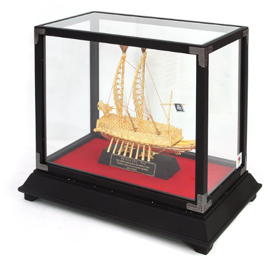 24K Gold-Plated Turtle Ship Model with Paulownia Wood Case
