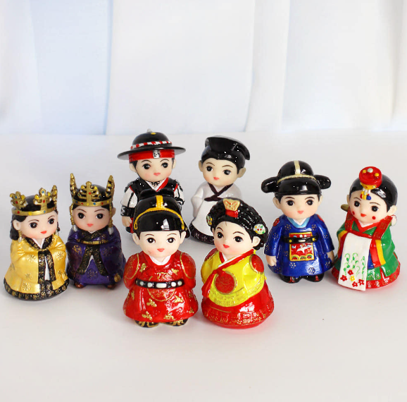 Traditional Korean Hanbok Doll Set – Bride & Groom (7 Sets, 14pcs)