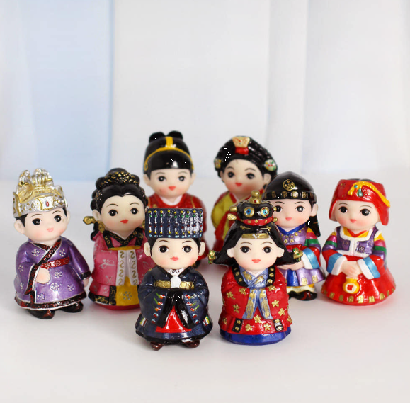 Traditional Korean Hanbok Doll Set – Bride & Groom (7 Sets, 14pcs)