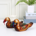 Hand-Carved Wooden Mandarin Duck Set