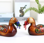 Hand-Carved Wooden Mandarin Duck Set