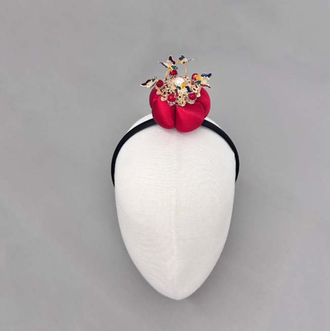 Big Pearl Flower Cubic Baessi Daenggi Headband (Choose 1 from 3 Colors)