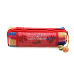 Traditional Linen Pencil Case with Floral Embroidery